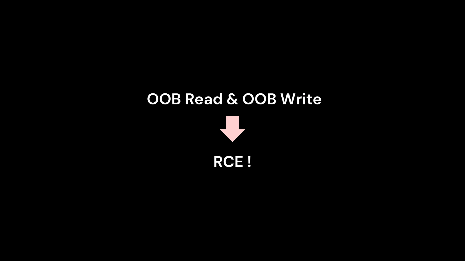 Slide showing OOB read and OOB write leading to possible RCE.